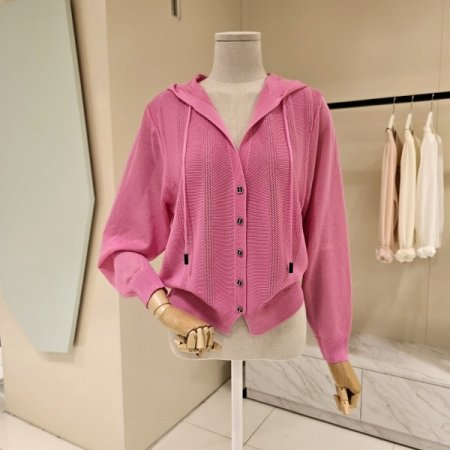 펀칭 후드 니트 가디건