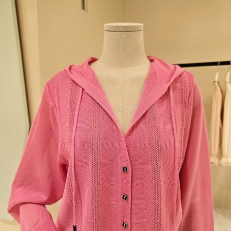 펀칭 후드 니트 가디건