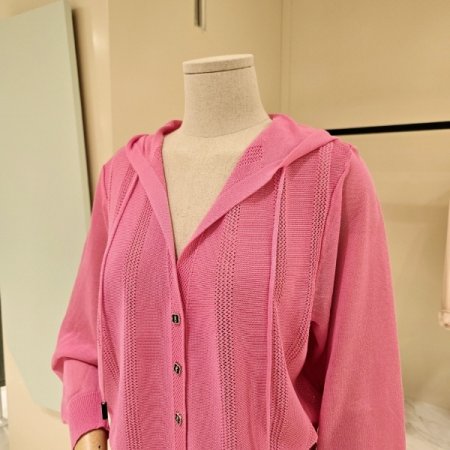 펀칭 후드 니트 가디건