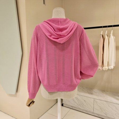 펀칭 후드 니트 가디건