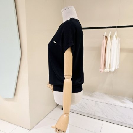 캡소매 하트큐빅 라운드 니트