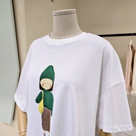 소녀 레터링 라운드 티셔츠