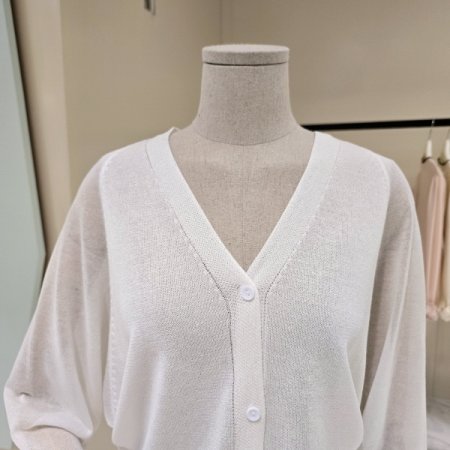 망사 프릴 시스루 브이넥 가디건