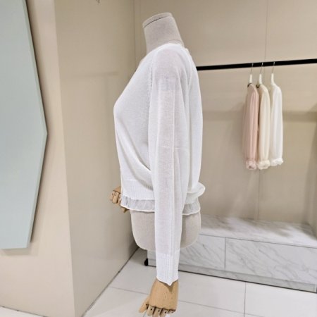 망사 프릴 시스루 브이넥 가디건