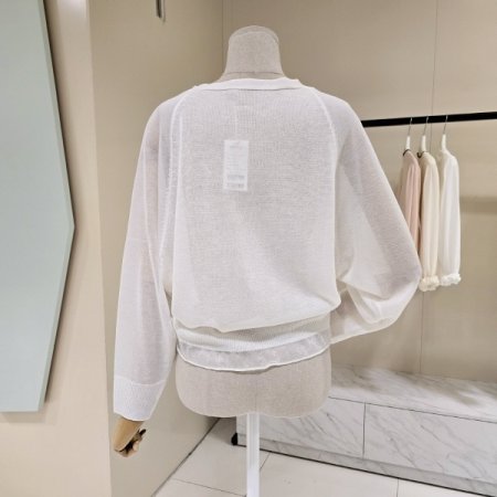 망사 프릴 시스루 브이넥 가디건