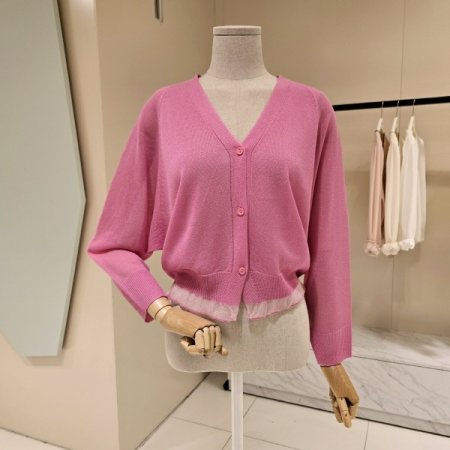 브이넥 시스루 니트 가디건