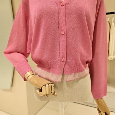 브이넥 시스루 니트 가디건