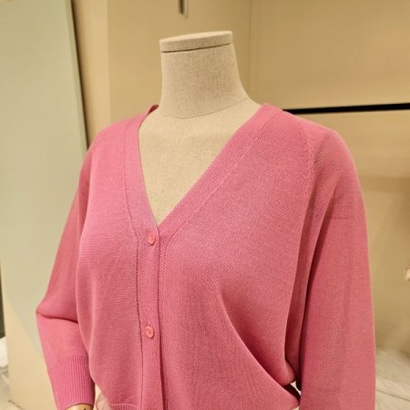 브이넥 시스루 니트 가디건