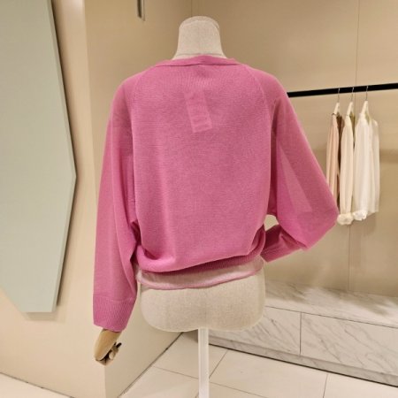 브이넥 시스루 니트 가디건