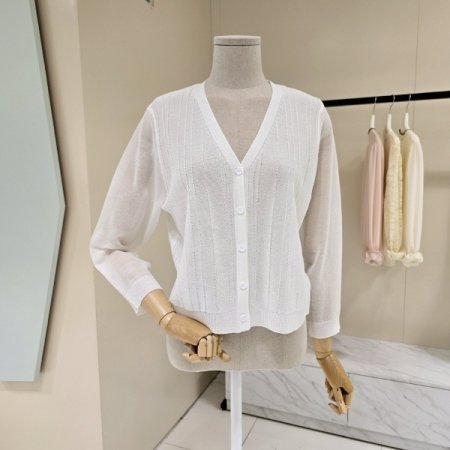 심플 시스루 브이넥 가디건