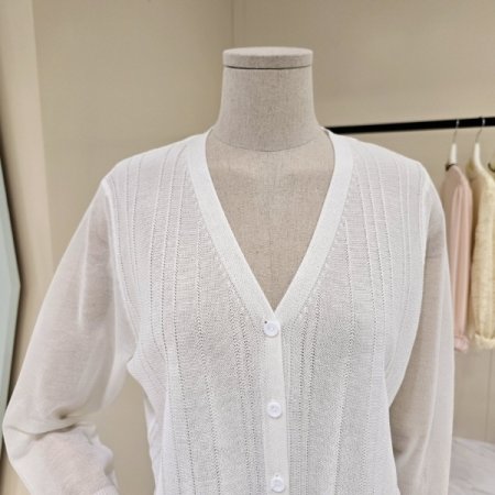 심플 시스루 브이넥 가디건