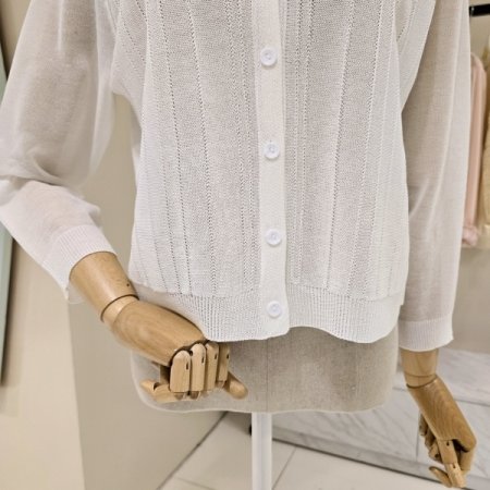 심플 시스루 브이넥 가디건