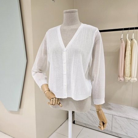 심플 시스루 브이넥 가디건