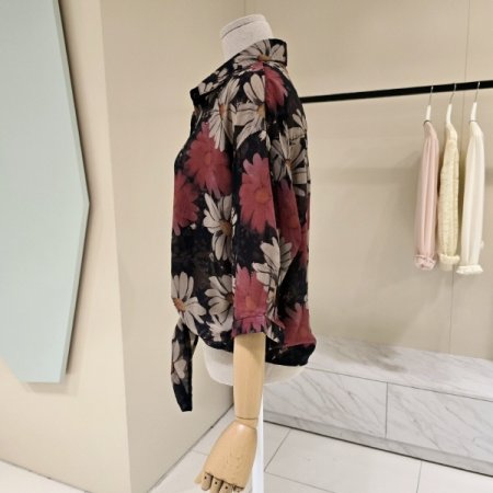 플라워 패턴 쉬폰 블라우스