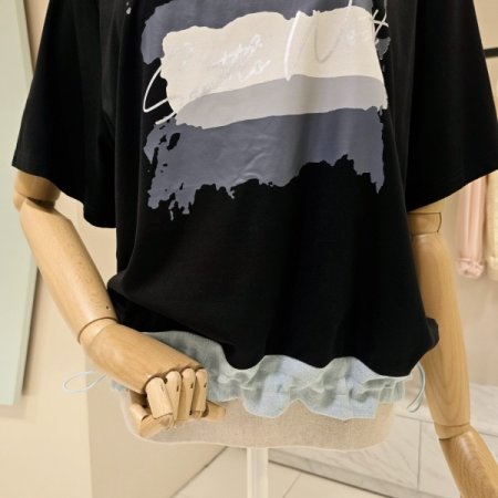 라운드 레터링 스트링 티셔츠