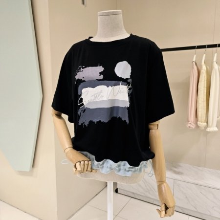 라운드 레터링 스트링 티셔츠