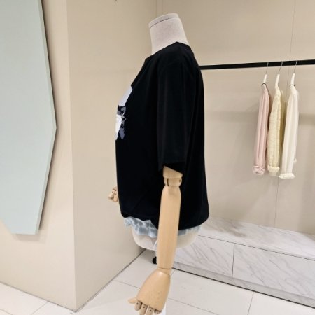 라운드 레터링 스트링 티셔츠