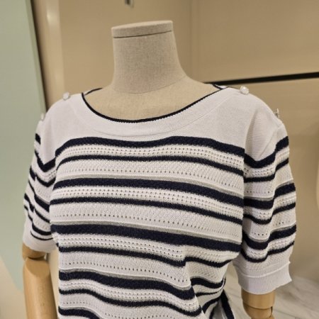 보트넥 단가라 펀칭 니트