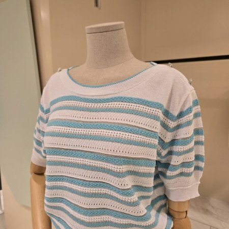 단가라 보트넥 펀칭니트