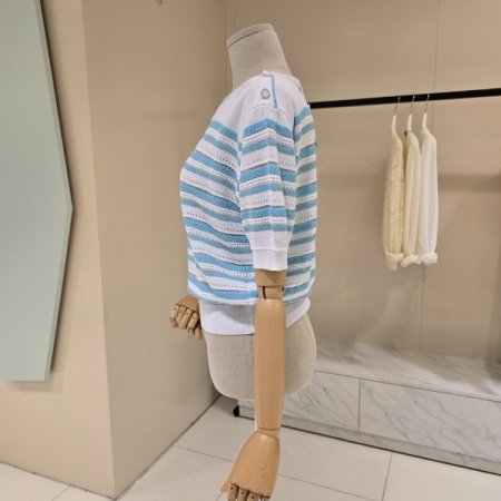 단가라 보트넥 펀칭니트