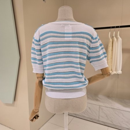 단가라 보트넥 펀칭니트