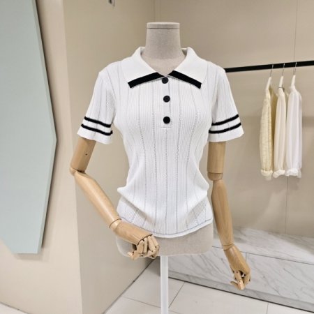 뉴바트 두줄 카라넥 니트