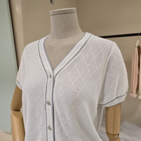 메탈라인 브이넥 니트가디건