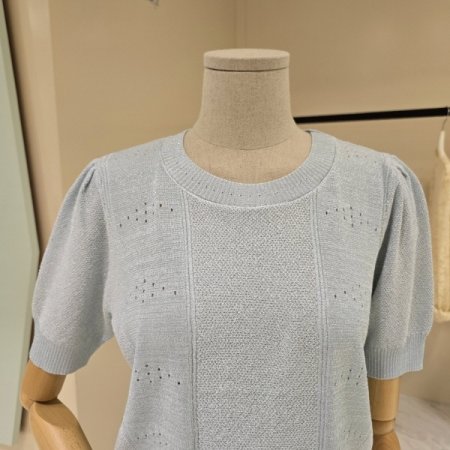 글리터 라운드 펀칭 니트