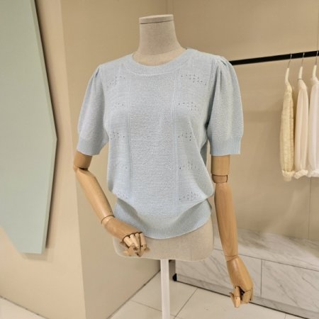 글리터 라운드 펀칭 니트