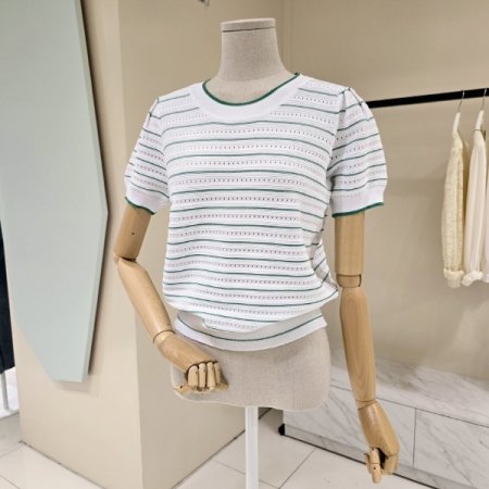 퍼프소매 펀칭 단가라니트