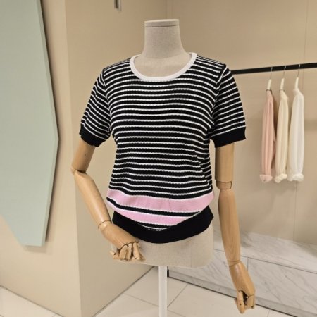 스트라이프 라운드 니트