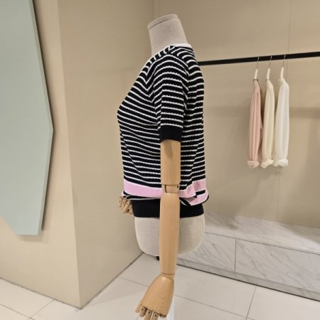 스트라이프 라운드 니트