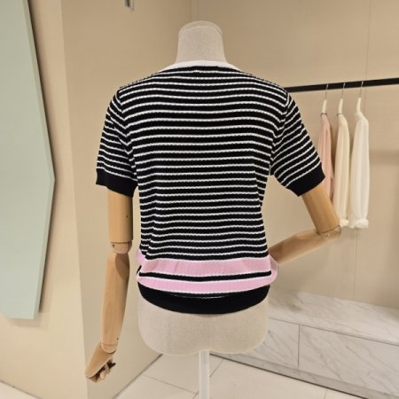 스트라이프 라운드 니트