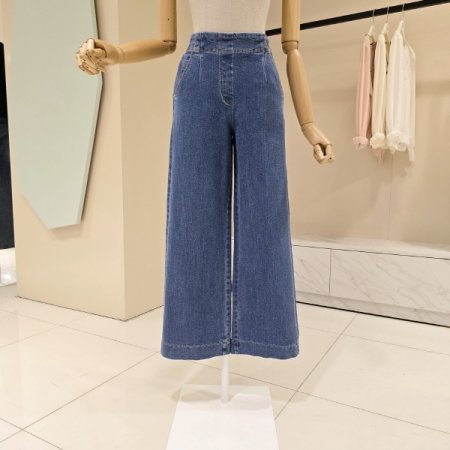 밴딩 데님 와이드 팬츠