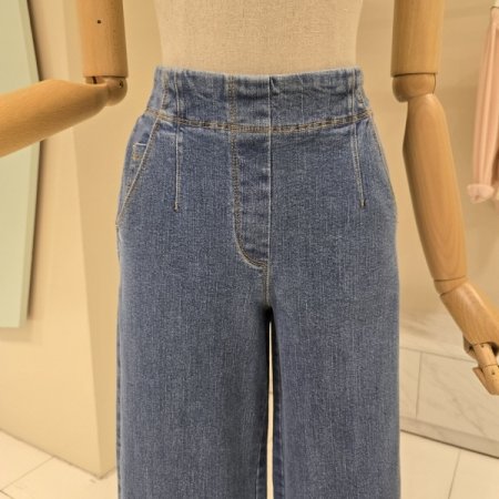 밴딩 데님 와이드 팬츠