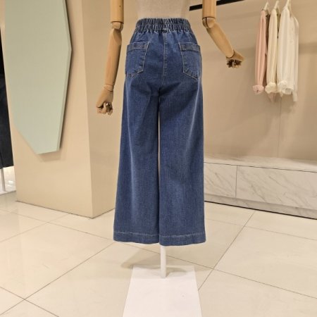 밴딩 데님 와이드 팬츠