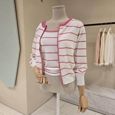 나시세트 펀칭 집업 니트가디건