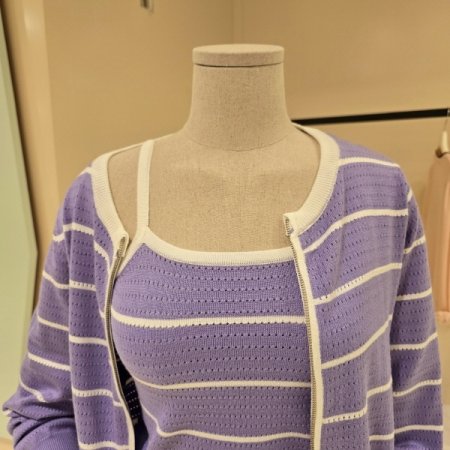 스트라이프 집업 세트 가디건