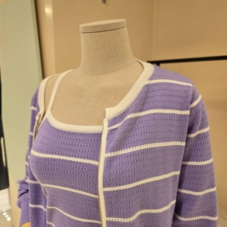 스트라이프 집업 세트 가디건