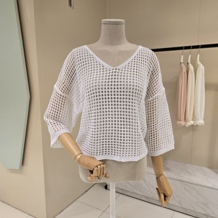 캡슐 스카시 브이넥 니트