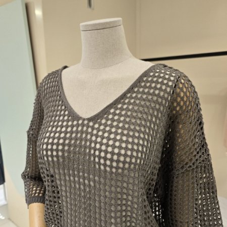 브이넥 캡슐 스카시 니트