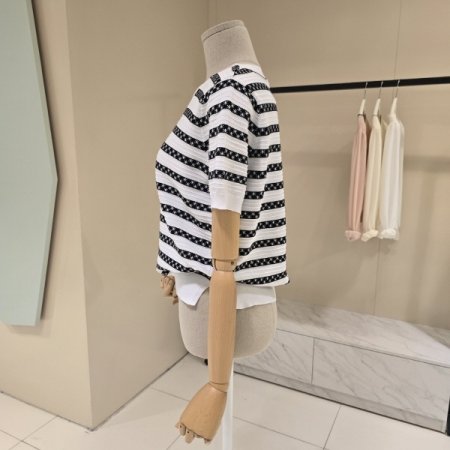 패턴 단가라 라운드 니트