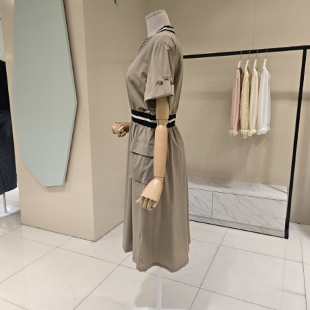 허리밴딩 브이넥 원피스