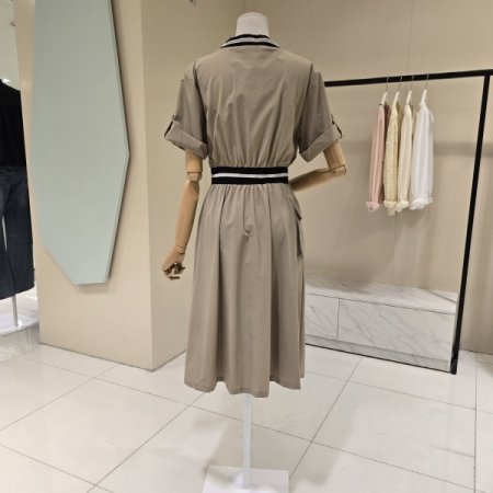 허리밴딩 브이넥 원피스