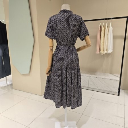 사각패턴 차이나넥 원피스