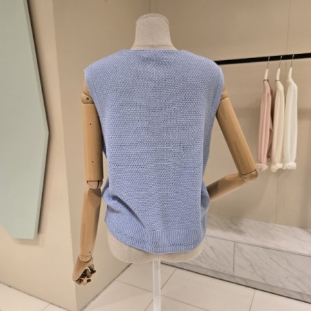 부클 꽃자수 브이넥 조끼