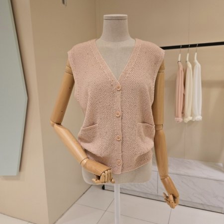 팝핑 가네꼬 브이넥 조끼