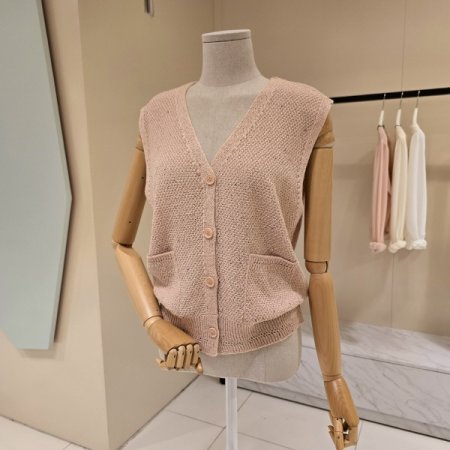 팝핑 가네꼬 브이넥 조끼