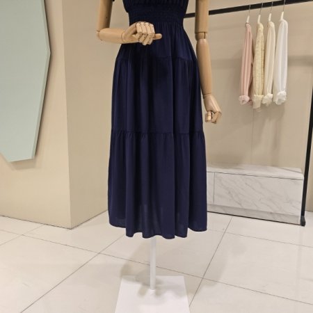 오프숄더 밴딩 롱 원피스