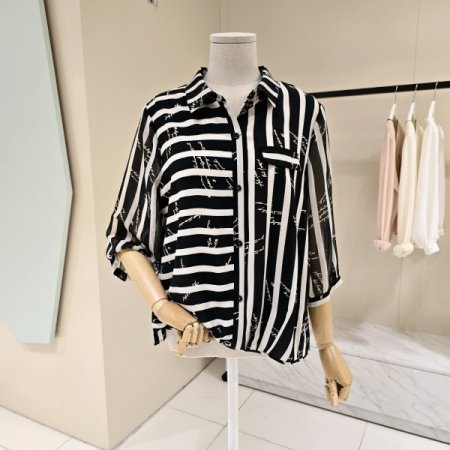 지브레더 카라 시폰블라우스